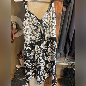 Floral black and white dress